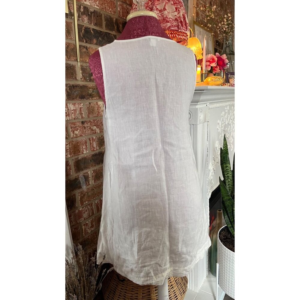 Saks Fifth Avenue White Linen High-Low Tank Top Womens XL - Picture 6 of 6
